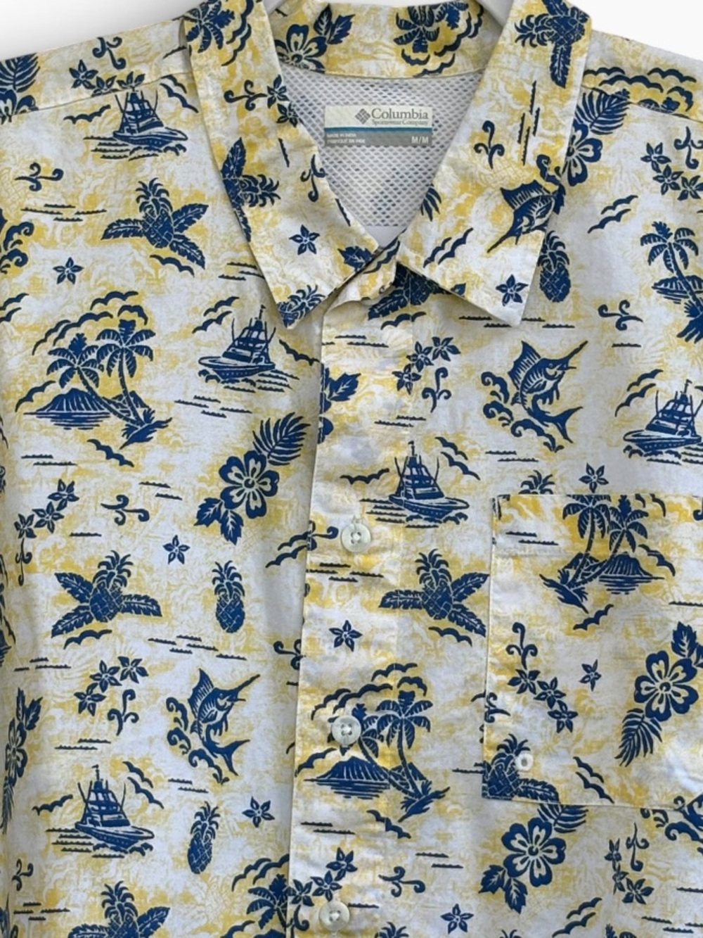 Columbia PFG  Tropical Print Button-Down Fishing Shirt Size M